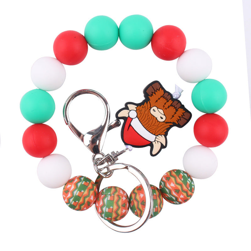 Wholesale Christmas Silicone Bead Wrist Keychain